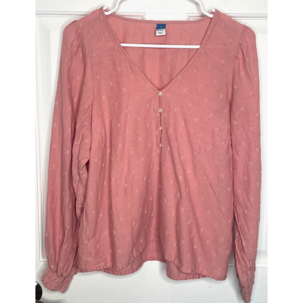 Old Navy Women's Peasant Jaquard Woven Top Sz M Cotton Blend Flowy Boho